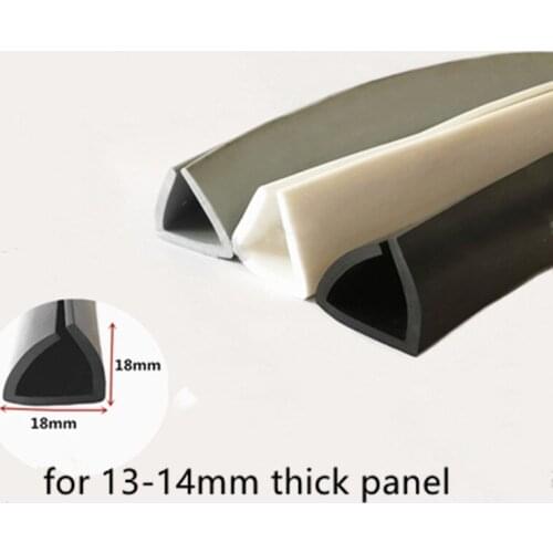 Rubber U Sealing Strip 18x18mm 14mm thick Glass Metal Car Wood Panel Board Flat Edge Encloser Shield White Gray Black