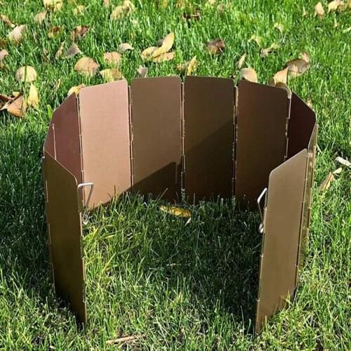 10 Plate Bronze-Coloured Folding Outdoor Camping Cooking Gas Stove Windshield Aluminium Alloy Wind Screen Cooking Shield New