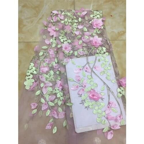 Special Tulle lace Fabric with beads and tree leafs design BZL-101216 Nigerian French Lace Fabric