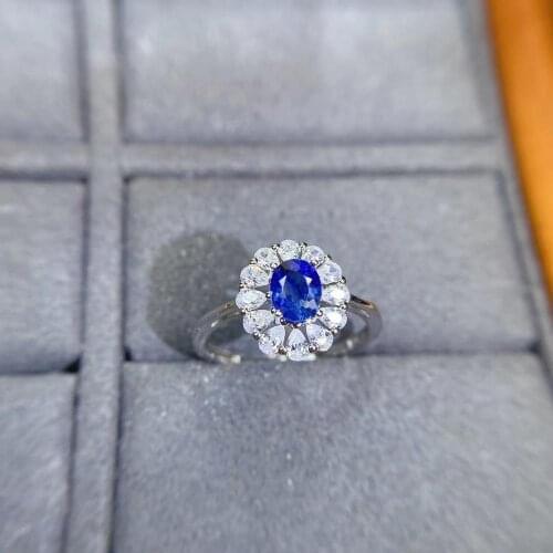 Super Good Color Natural And Real Sapphire Rings 925 Sterling Silver Fine Jewelry