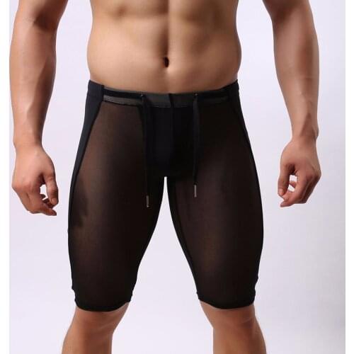 Super Sexy Men Multifunctional Sport Shorts Fit Gym Beach Swimming Shorts Brave person Thin Transparent Gay Mens Swimwear Trunks