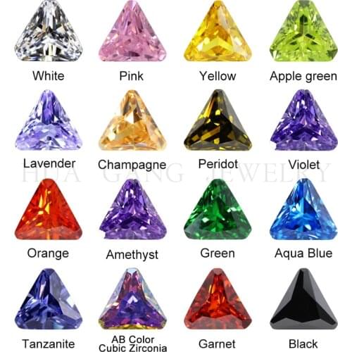 Triangle Shape Cubic Zirconia Stone Multicolor Brilliant Cut Loose CZ Synthetic Gems Beads For Jewelry AAAAA 4x4mm to 10x10mm