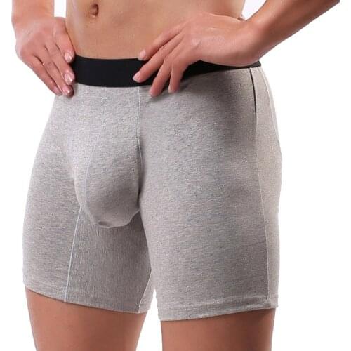 Mens Underwear Men Long Boxer Sexy U Convex Male Boxers Long-Leg Men Panties Cotton Homme Boxershorts European Size Calzoncillo