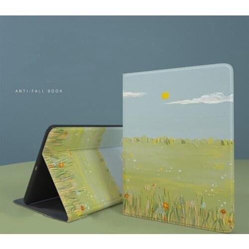 For Ipad Mini 5 Pro 11 Air 3 4 Case Art Girl Ultra-thin Protective Cover with Pen Slot, Three-fold Anti-fall Shell