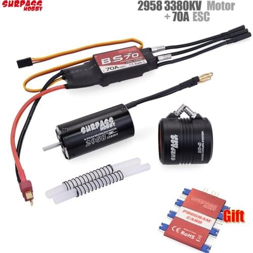 Waterproof 2958 3380KV Motor w/ Water Cooling Jacket & 70A Brushless ESC Programming Card For RC Boat RC Accessories