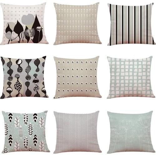 Zeroomade Nordic Style Pattern Cotton Linen Cushion Covers Geometric Blue Decorative Throw Pillowcases Covers For Home Sofa Bed