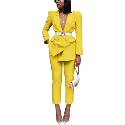 Women Clothing Two Piece Set Runway Sexy Red 2 Piece Set Suit Blazer and Pants Long Sleeve Party Outfits