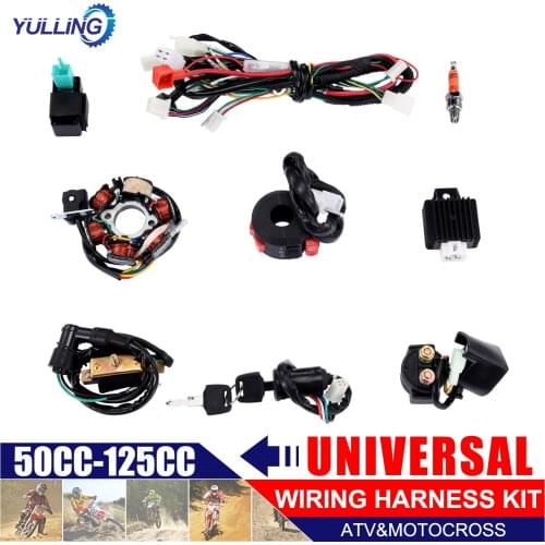 1Set Full Complete Electrics Wiring Harness CDI STATOR 6 Coil For Motorcycle ATV Quad Pit Bike Buggy Go Kart 50cc 110cc 125cc