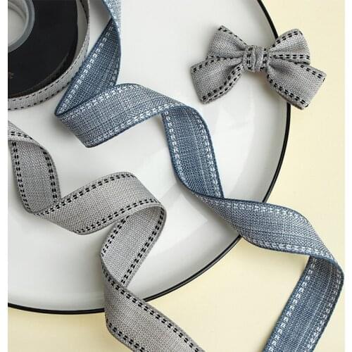 10yards/ Lot 2.2cm wide Stripe Pattern Linen Fabric Layering Cloth Ribbons Handmade Tape DIY bowknot Riband