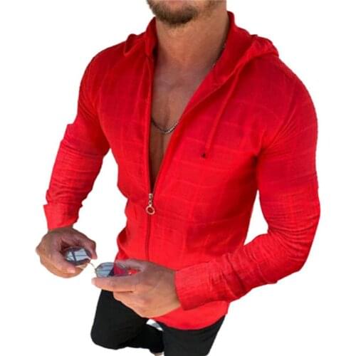 2021 fashion new style Men Autumn Winter Long Sleeve Hoodie Zip Drawstring Check Gird Slim Coat Jacket худи худи оверсайз