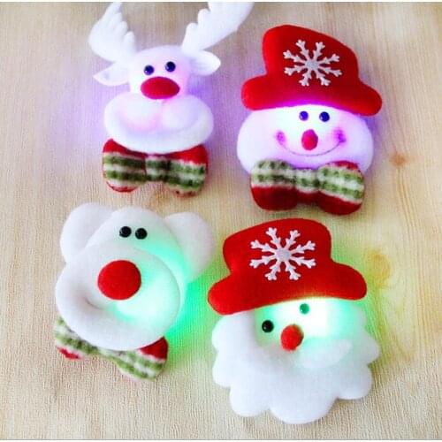 3.5inch Christmas flash cloth art brooch Santa Claus luminous brooch Christmas decorations Christmas gifts free shipping BP001