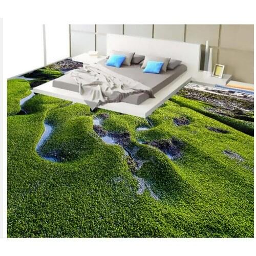3d wallpaper pvc Seaside rock moss 3D flooring wallpaper for bathroom waterproof floor 3d wallpaper Home Decoration