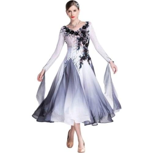 B-18338 Adult Ballroom Dance Wear Dress, Custom Modern Ballroom Dancing Competition Long Dress For Woman