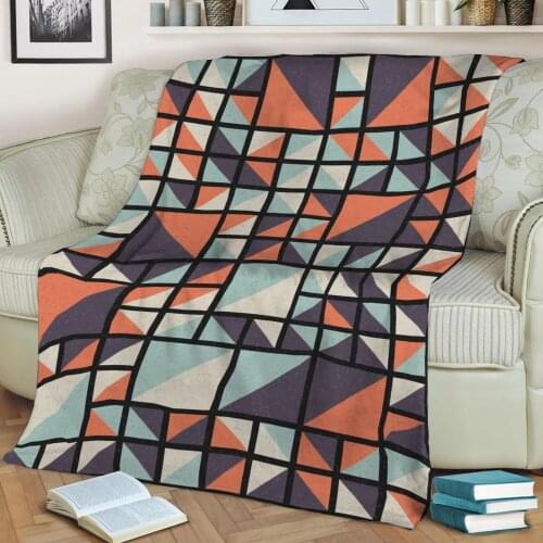 Abstract Geometric Pattern 3D Printed Velvet Plush Throw Fleece Blanket Bedspread Sherpa Blanket Home Decora