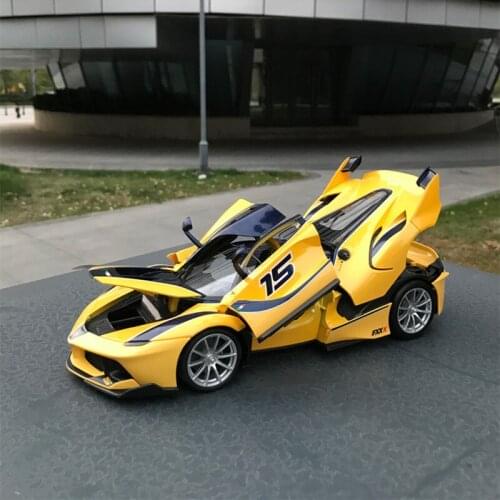 Bburago 1:18 Ferrari yellow track car alloy car model simulation car decoration collection gift toy Die casting model boy toy