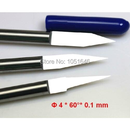 Free Shipping, 10 pcs/lot 4mm 60 Degree 0.1mm Flat Bottom Cutting Tool Bits, V Shape Carbide Engraving Tools Milling Cutters