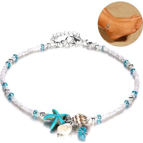 Fashion Bohemia Bead Shell Starfish Turtle Anklets For Women Foot Jewelry Sandals Shoes Barefoot Beach Ankle Bracelet