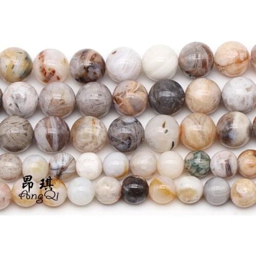 Natural Bamboo Leaf Carnelian Agates Round Loose Beads 15" Strand 4 8 10 12MM Pick Size Stone Beads For Jewelry Making Bracelet