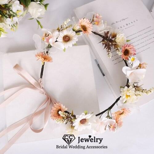 CC Forest Style Floral Wedding Accessories for Women Engagement Hair Ornaments Bridal Crown 100% Handmade Flower Hairbands 58374