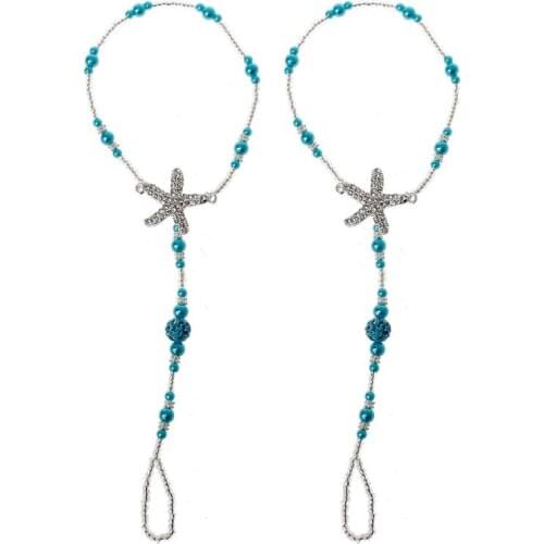 2Pcs Pearl Ankle Chain Beach Wedding Foot Jewelry Barefoot Sandal Anklet Chain for Lady Birthday Men Mom Friend Gift Box