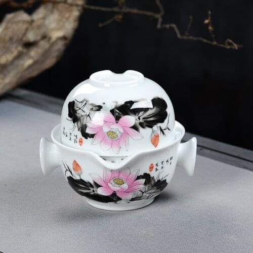 Tea set Include 1 Pot 1 Cup,High quality elegant gaiwan,Beautiful and easy teapot kettle and teacup,Travel kettle,free shipping