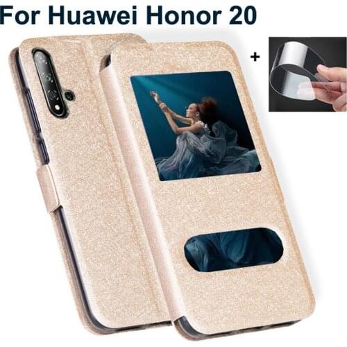 Front window cases For Huawei Honor 20 Case Honor20 back Cover PU Leather shell For Huawei Honor 20 6.26" Flip Case bumper