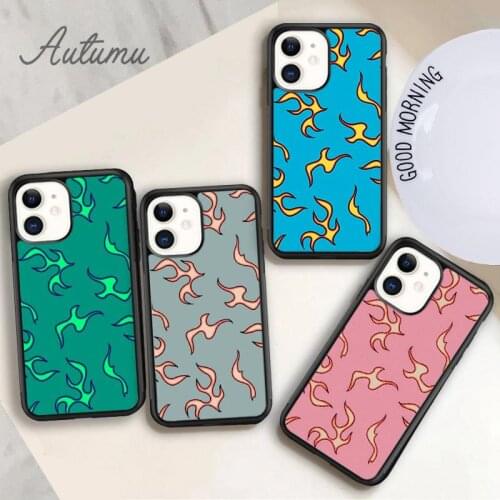 Purple Flames Pink Fire Print Phone Case for iPhone 11 12 Pro Max mini X XR XS SE 2020 5 6S 7 8 Plus Samsung S9 S10 Cover shell