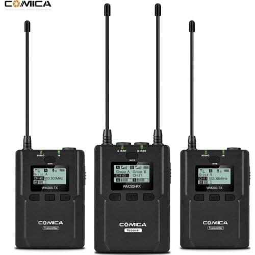 Comica CVM-WM200(A) 96-Channel Wireless Microphone Professional Wireless mic Lavalier Microphone Recording Condenser Microphone