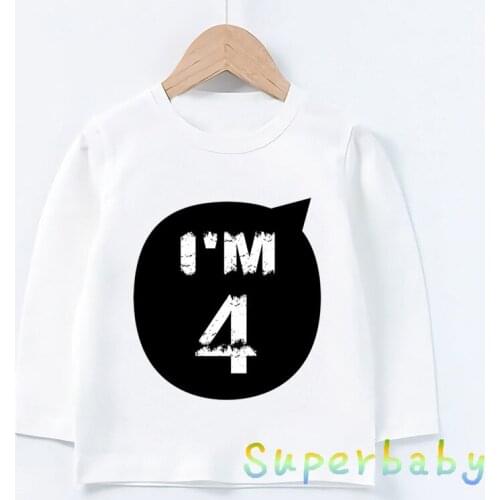 Children Happy Birthday I'M 1-10 Years Number Print T shirt Baby Boys Girls Cartoon Funny Tops Kids Long Sleeve T-shirt,LKP5276