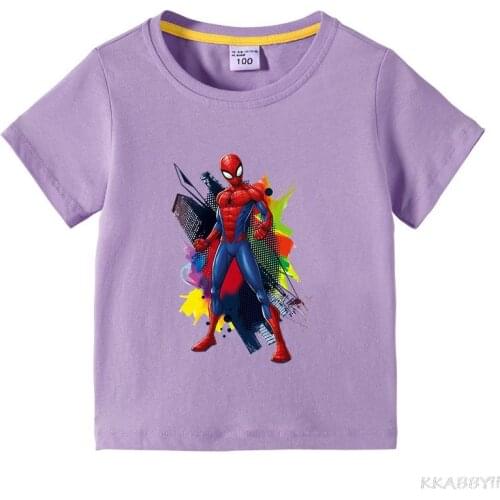 Disney Spiderman Cotton Childrens Summer Casual Tops Boys and Girls Short Sleeve T-shirts kids clothes