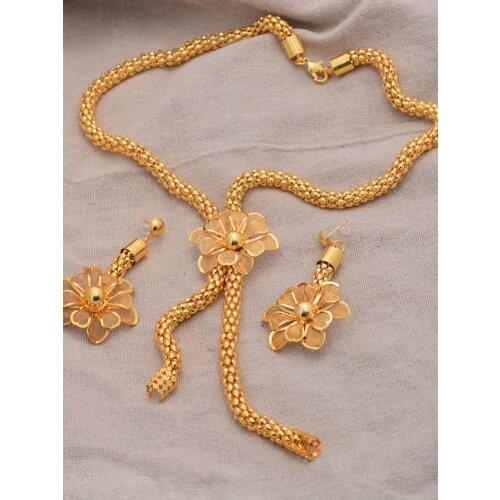 Indian Chokers Wedding Chain Jewelry Sets Gold Color Earrings For Women African/Dubai/Arab /Party Wife Gifts