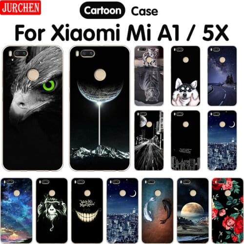JURCHEN Phone Case For Xiaomi Mi A1 MiA1 Cover Silicone Soft TPU Transparent edge Matte Back Case For Xiaomi Mi 5X Mi5X Cover