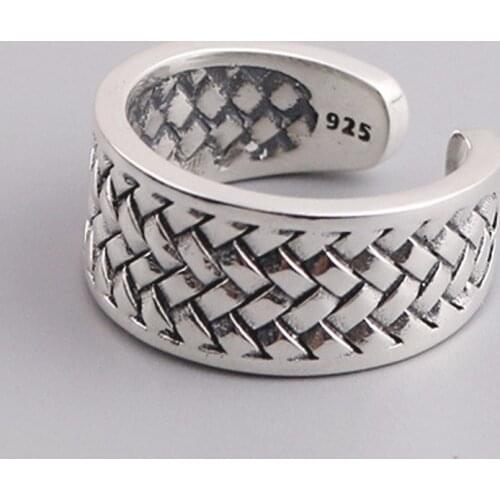 2020 new Thai silver woven ring for men and woman vintage100% real s925 pure silver simple twist men and women rings