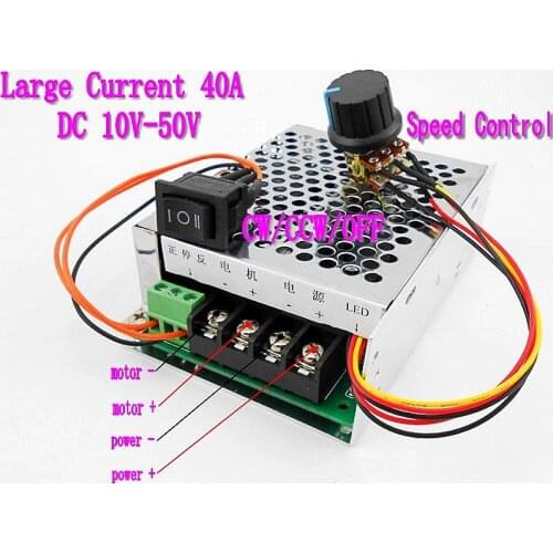 PWM 40A DC motor speed controller 12v 24v 36v 48v Adjust motor regulator control inverted switch reversing switch