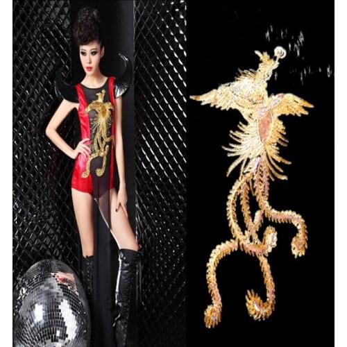 Cosplay costume Gold Phoenix cloth heavy cloth embroidered dress cheongsam dress
