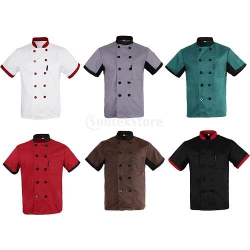 Short Mesh Sleeves Chef Jacket Coat Kitchen Bakery Uniform for Women Men