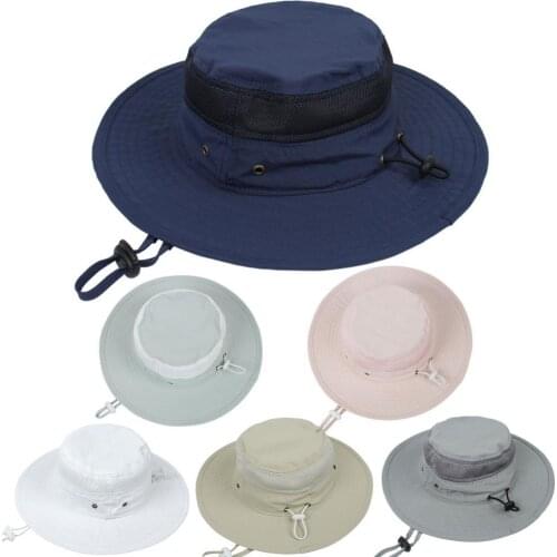 Adjustable Summer Baby Sun Hat Wide Brim Sun Protection Mesh Toddlers Fisherman Bucket Hat for Outdoor Travel