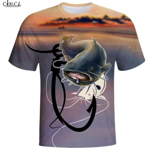 CLOOCL Animals Catfish 3D Printed Mens T Shirt Harajuku Summer Short Sleeve Street Casual Unisex T-shirt Tops Drop Shipping