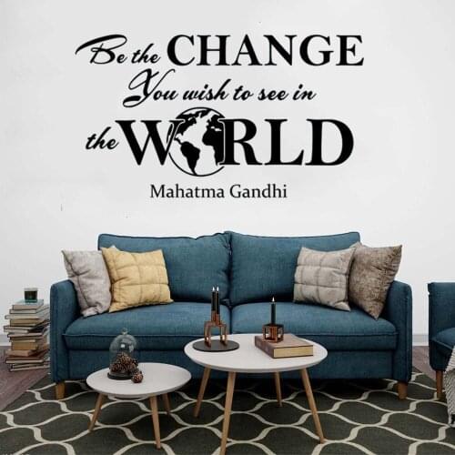 Be The Change You Wish To See In The World Mahatma Gandhi Inspirational Quote Wall Decal Poster Vinyl Sticker Decor Mural ov351