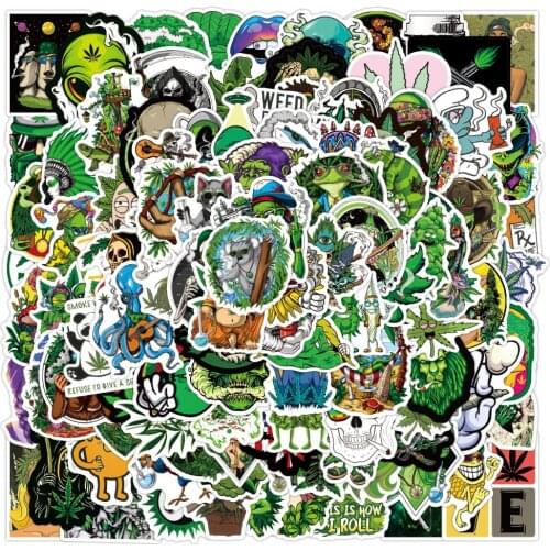 Green Leaves Doodle Sticker For Notebooks Stationery Computer Skeleton Stickers Vintage Scrapbooking Material Craft Supplies