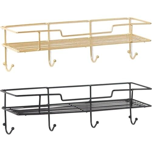 Nordic Style Wall Shelf Storage Rack Hook Display Organizer Hanger for Key Phone Coat Bag Bathroom Kitchen Home Decoration