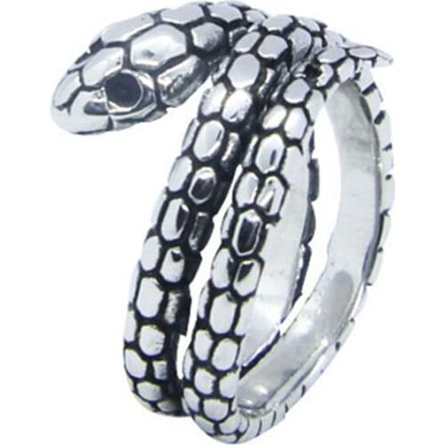 Size 7-13 Dropship New Arrival Animal Snake Ring 316L Stainless Steel Fashion Cool Snake Ring
