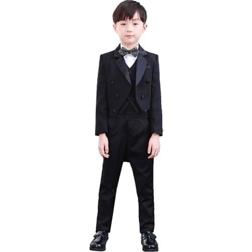 Ballroom Dance Dress Childrens Tuxedo Boys Dress Suit Piano Costumes The Boy Shows Dance Performance Clothing