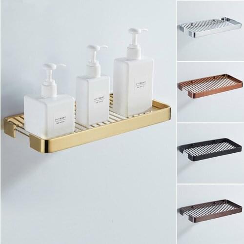Bathroom Shelf Brass Bathroom Shower Rack Square Bath Shower Shelf Bath Shower Caddy Rack Holder Wall Mounted Corner shelf