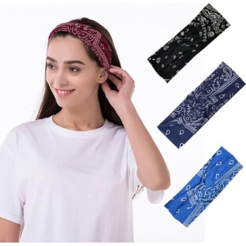 Yoga Contrast Color Cross Hair Band Vintage Outdoor All-Matching Headband Wide Brim Yoga Hair Bands