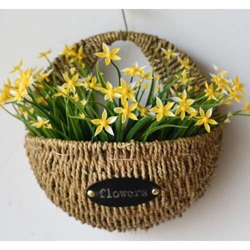 Durable Wall Hanging Rattan Flower Basket Plant Hanger Flower Pot Hanger for Wall Mounted Courtyard Garden Home Decoration 30p