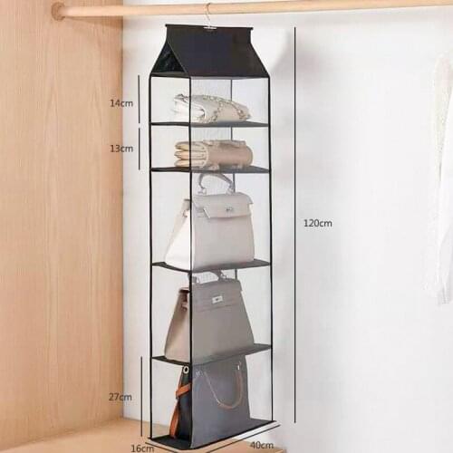 Dust-Proof Foldable Bag Organizer Hanging Wardrobe Closet Bedroom Storage Hanger Dressing Room Wall Shelf Pouches Containers
