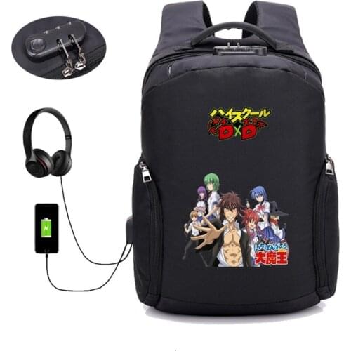 Anime High School DxD backpack USB Charging Anti thief Backpack student book bag Men women Laptop bag Travel Backpack