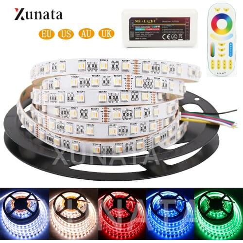 5m 5IN1 RGB+CCT LED Strip Light 5050 60leds 12V 24V RGBW RGBWW Waterproof Flexible Led Tape with Mi Light RF Control EU/US/AU/UK