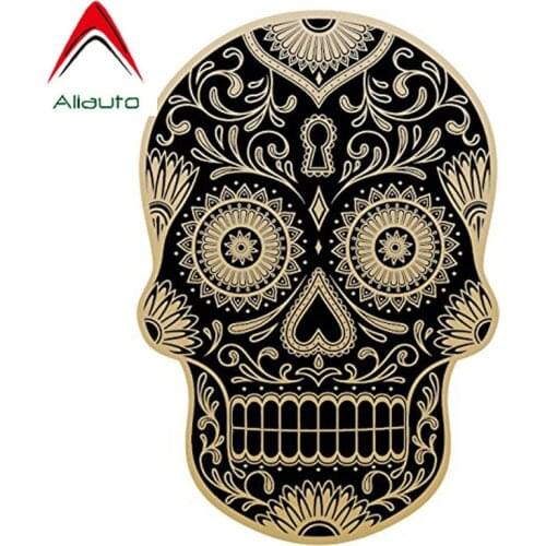 Aliauto Reflective Car Sticker Day of The Dead Rockabilly Rock Vintage Sugar Skull Window Lnterest PVC Decal,15cm*10cm